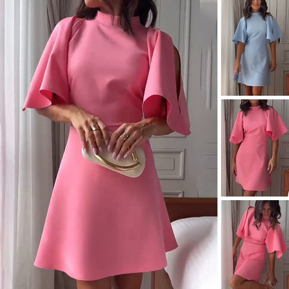 🔥 Kurzes, tailliertes Damenkleid mit Schlitzärmeln👗