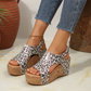 Keilsandalen mit Leopardenmuster für Damen