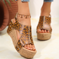Keilsandalen mit Leopardenmuster für Damen