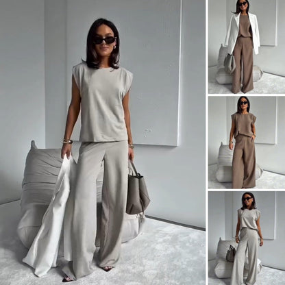 💖Limitierter Verkauf 50% OFF💖Zweiteiliges Set aus T-Shirt und weit geschnittener Hose für Damen👗
