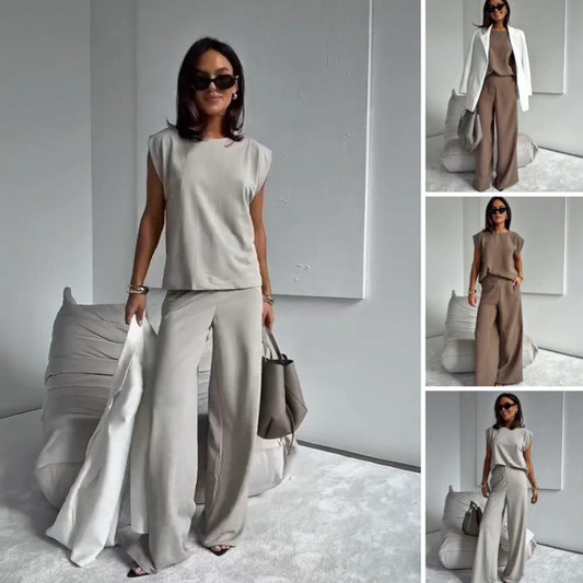 💖Limitierter Verkauf 50% OFF💖Zweiteiliges Set aus T-Shirt und weit geschnittener Hose für Damen👗