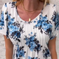 🌸Lockere Bluse mit Rundhalsausschnitt und kurzen Ärmeln für Damen mit Blumenmuster