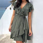 🏖️Sommer-Hot-Sale - 50% Rabatt🌸Elegantes Rüschenkleid mit Taillenschnürung und V-Ausschnitt für Damen
