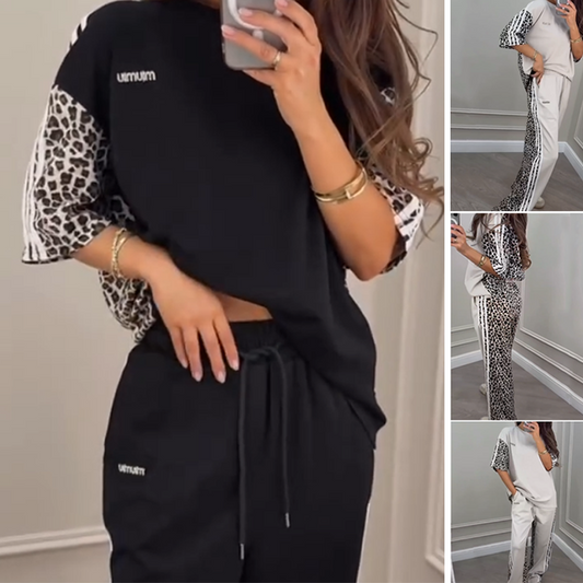 Sweatshirt mit Patchwork und Leopardenmuster
