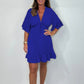 Damen Babydoll Mini Kleid mit V-Ausschnitt