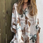 Bequemes, lockeres, bedrucktes Shirt-Kleid für Damen