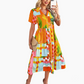 Lässiges Boho-Kleid mit V-Ausschnitt für Damen