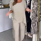 Damen Freizeit Set: Lockeres Oberteil und Weitbeinhose