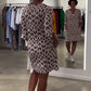 Damen lässiges A-Linien-Kleid mit V-Ausschnitt und Druck