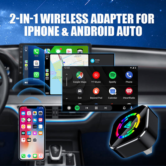 🚗 2-in-1 Kabelloser Adapter für iPhone & Android Auto – Einfach einstecken & kabellos durchstarten!
